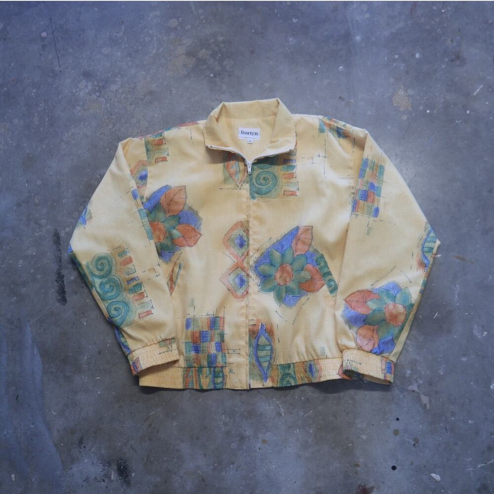 Vintage Darlyn Floral Zip Up Made In USA Womens Size M
